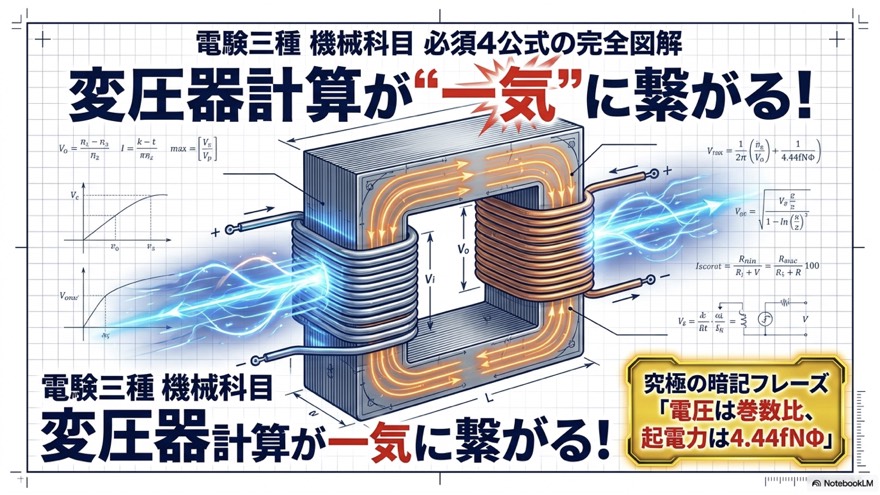 変圧器計算が一気に繋がる｜必須4公式の完全図解