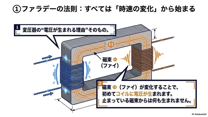 ファラデーの法則｜すべては「磁束の変化」から