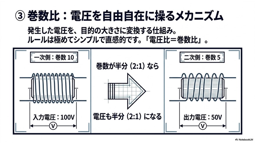 巻数比｜電圧を自由自在に操るメカニズム