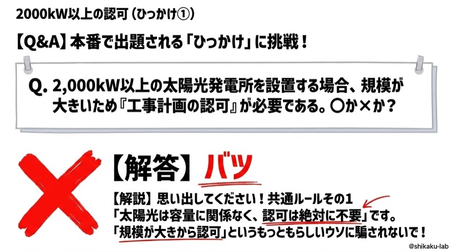 2000kW以上の認可｜ひっかけクイズ①