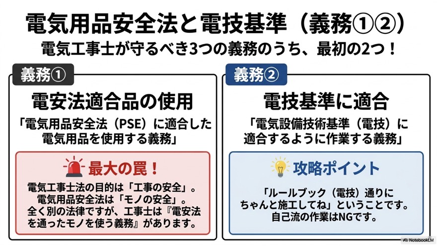 電気用品安全法と電技基準（義務①②）