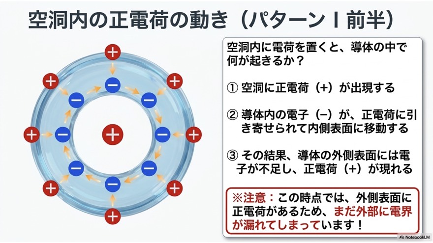空洞内の正電荷の動き（パターンI 前半）