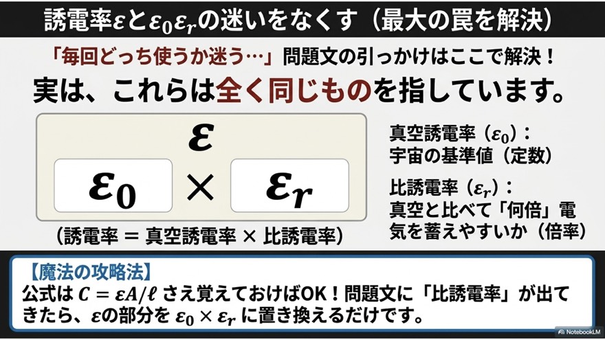 誘電率εと ε0εr の迷いをなくす（最大の罠）