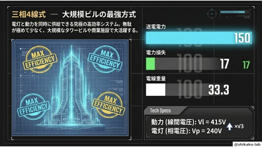 三相4線式（線間415V・相間240V）—大規模ビルの最強方式・損失17