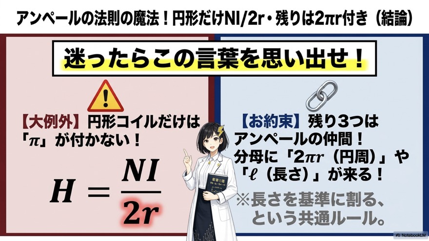 直線状導体の磁界の強さH=I/2πrの導き方（アンペールの法則・形状①）