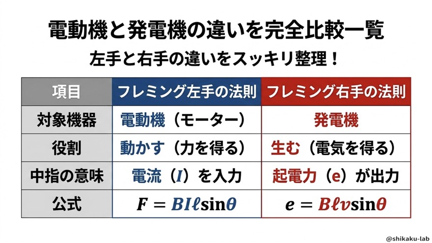 左手と右手の完全比較一覧（機器・役割・中指・公式）